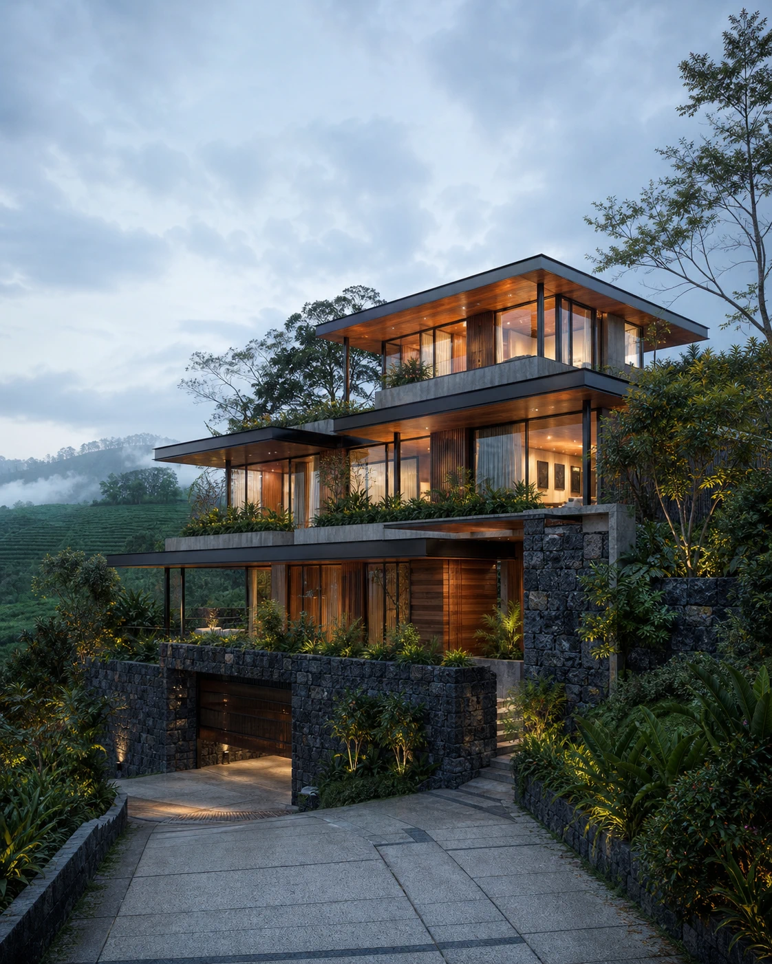 Biệt thự đồi 3 tầng phong cách Modern Tropical