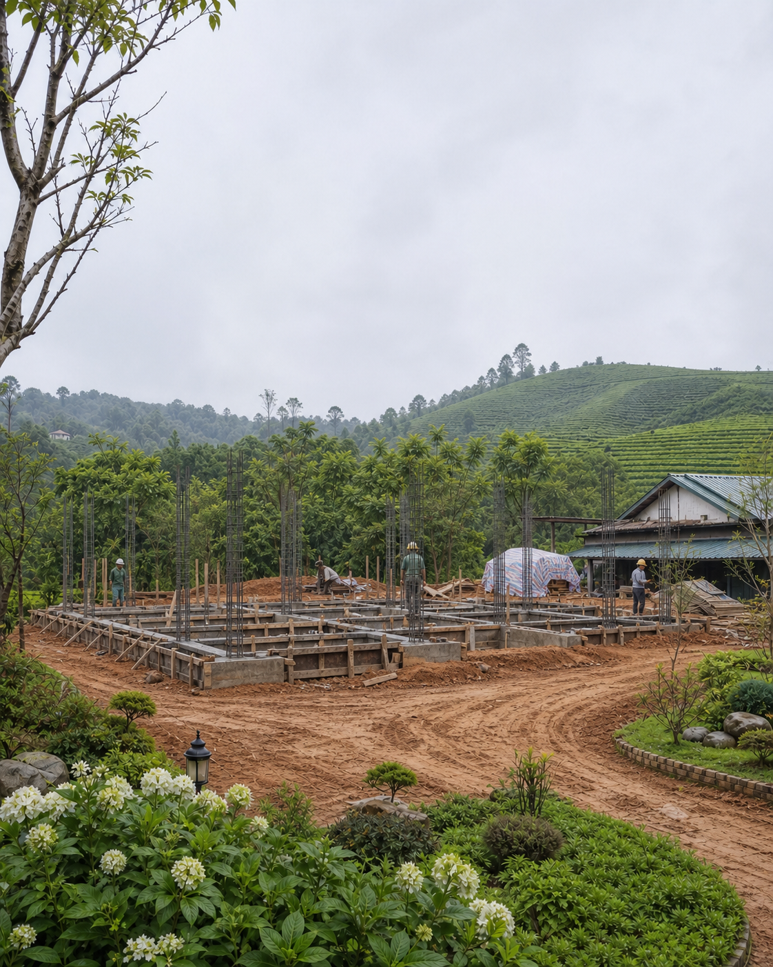 Tổ chức thi công móng nhà trong điều kiện thời tiết mưa