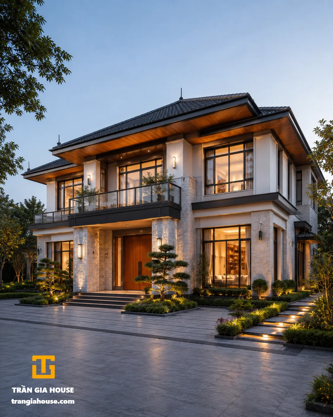 Biệt thự 2 tầng mái Nhật hiện đại có sân vườn - ảnh thu nhỏ 2
