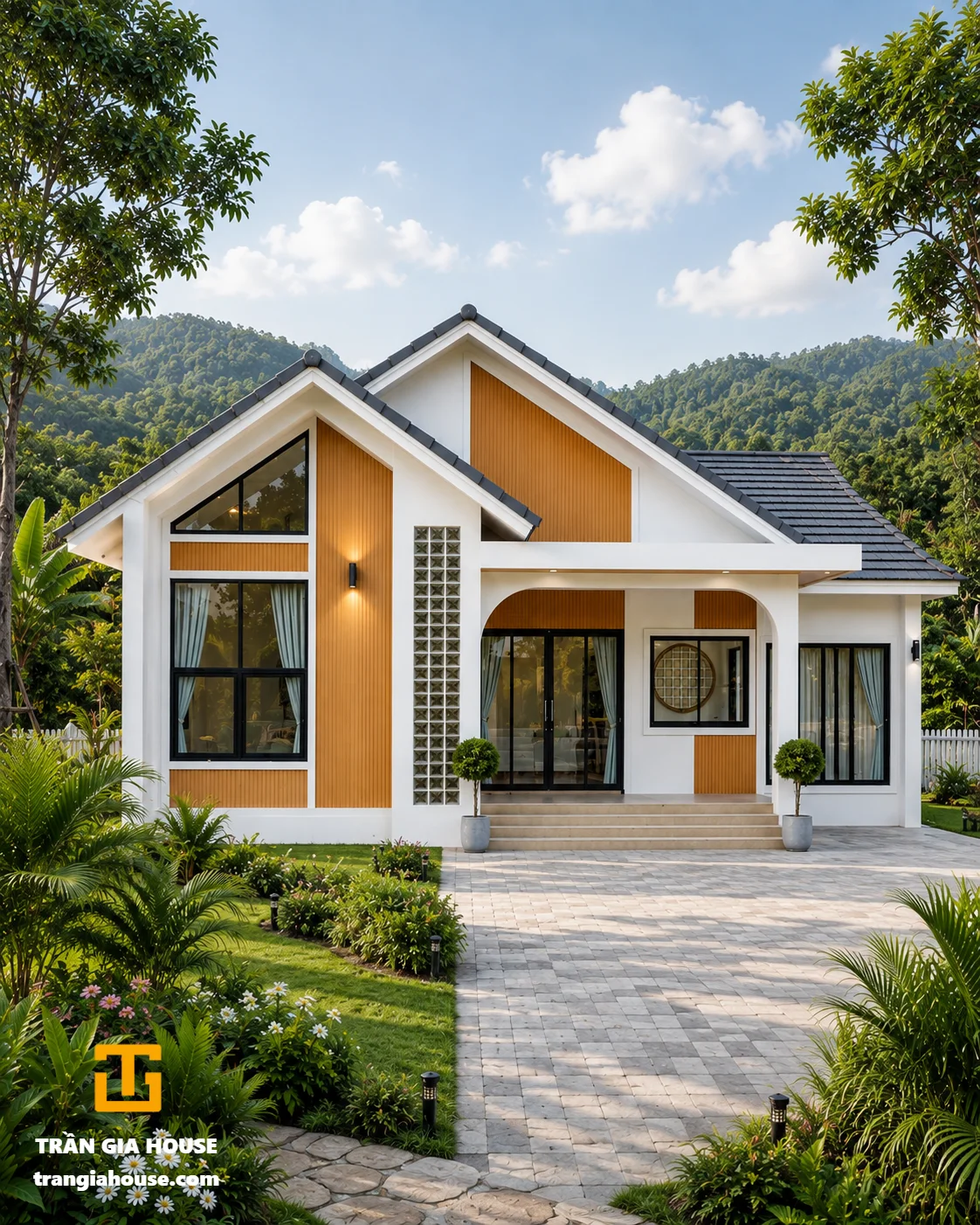 Nhà cấp 4 mái dốc hiện đại phong cách nhiệt đới