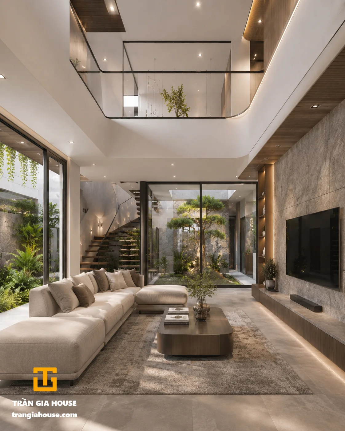 Nhà phố 3 tầng Modern Tropical có giếng trời và sân thượng xanh - ảnh thu nhỏ 4
