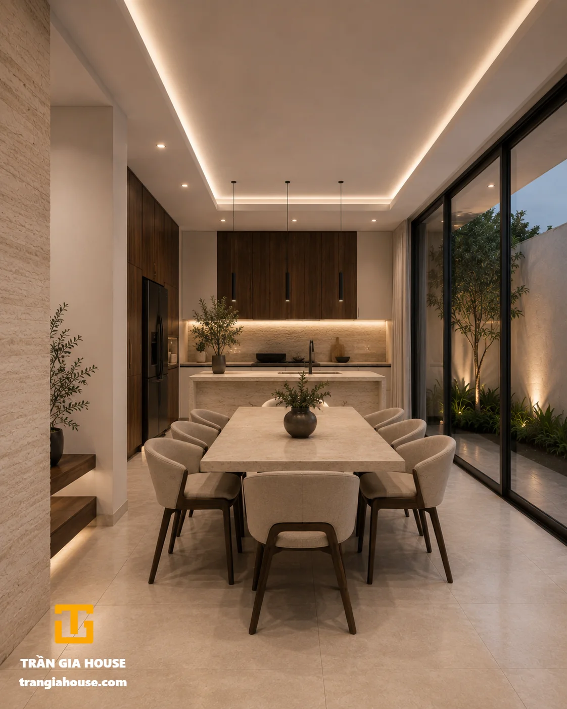 Nhà phố 2 tầng hiện đại – mặt tiền đá sáng kết hợp gỗ - ảnh thu nhỏ 5