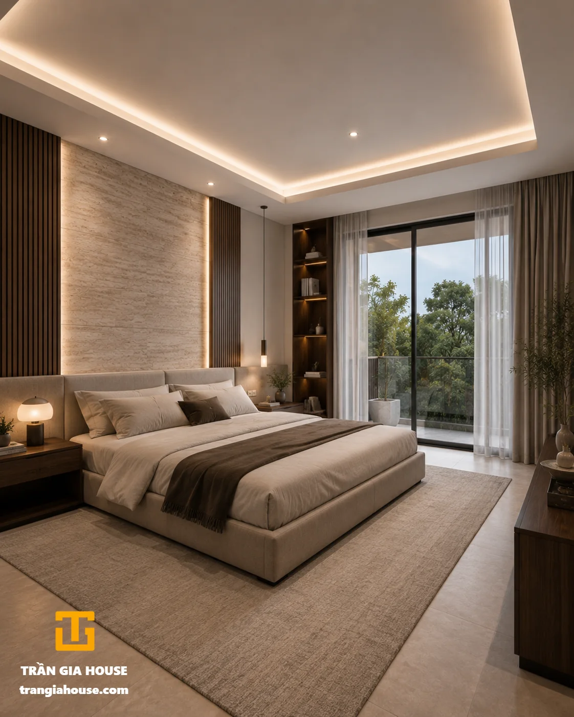 Nhà phố 2 tầng hiện đại – mặt tiền đá sáng kết hợp gỗ - ảnh thu nhỏ 6