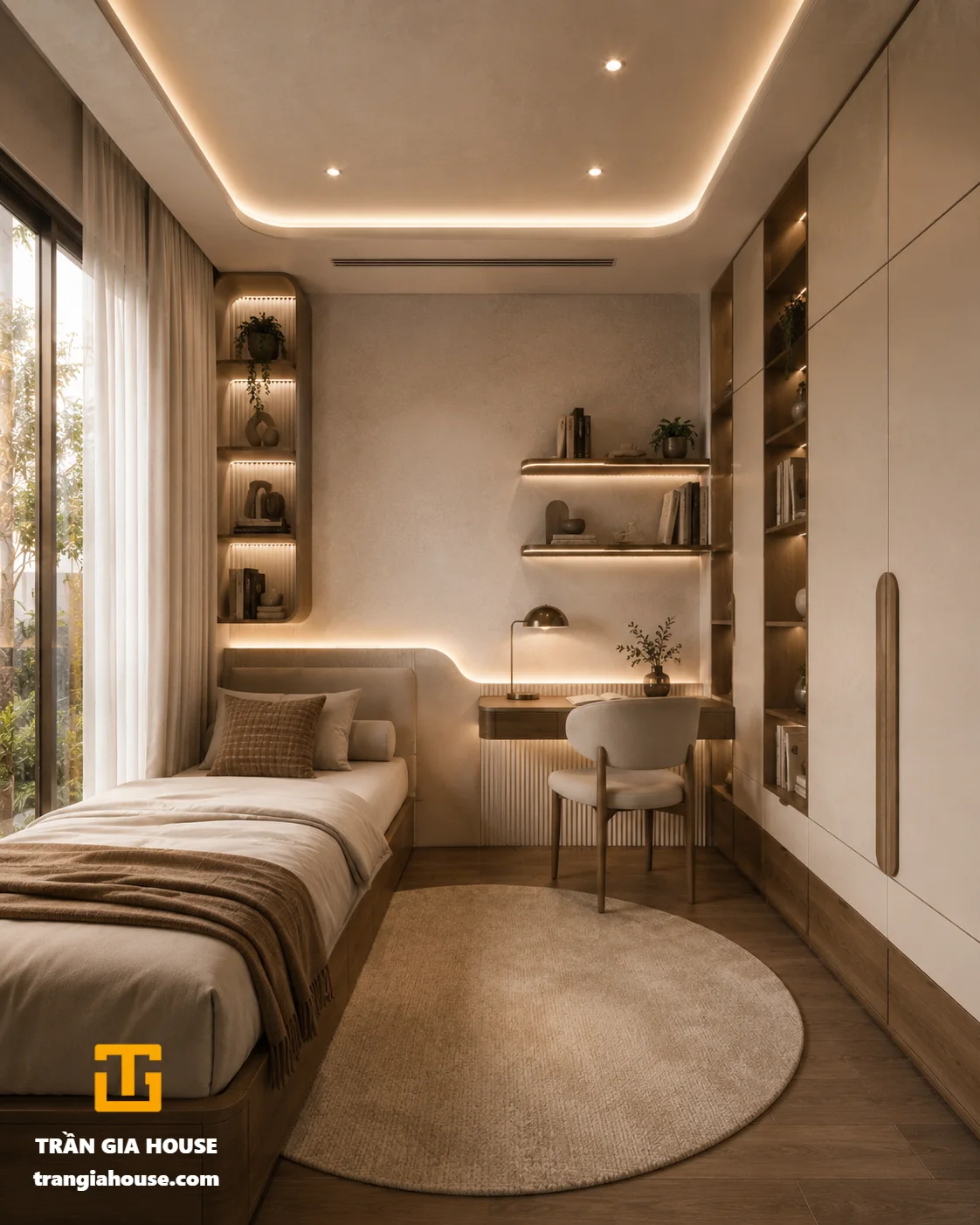 Nhà phố 2 tầng hiện đại với đường cong mềm mại - ảnh thu nhỏ 3